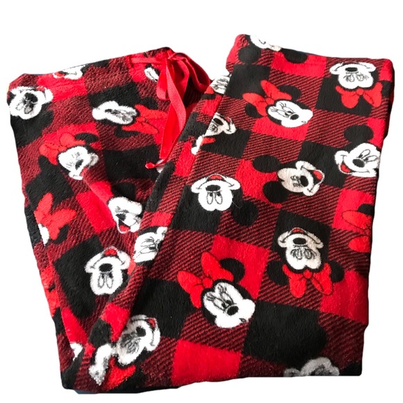 Disney Other - Disney - LG - Pajama Pants - Red & Black Plaid with Mickey & Minnie Mouse faces